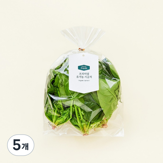 프리미엄 유기농 시금치, 200g, 5개
