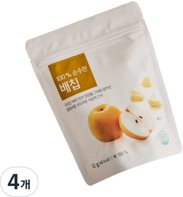 올가홀푸드 유아용 100% 순수한 배칩, 12g, 4개