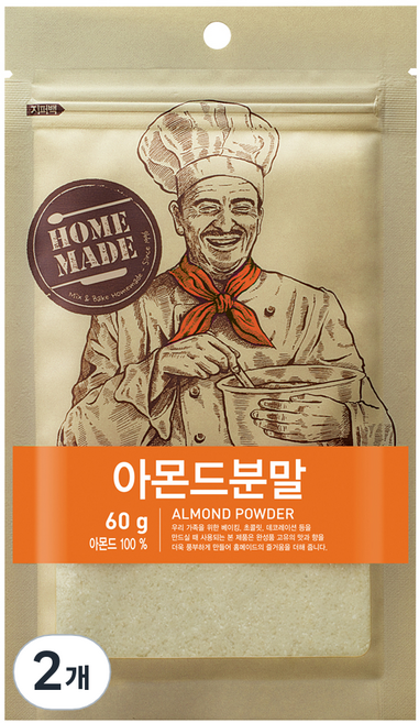 큐원 홈메이드 아몬드 분말, 60g, 2개