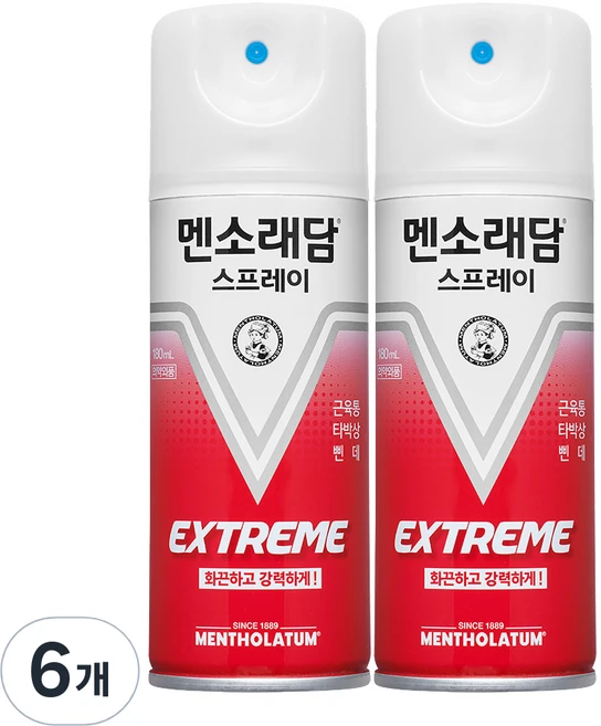 멘소래담 익스트림 스프레이파스 에스 핫타입 180ml, 1개입, 6개 - 쿠팡