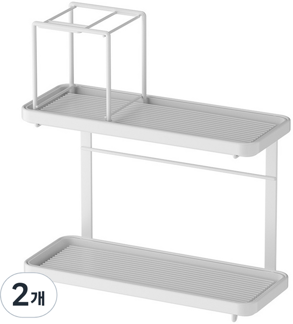 리빙공감 프레쉬 욕실선반 칫솔꽂이 양치컵 면도기 거치대, 화이트, 2개