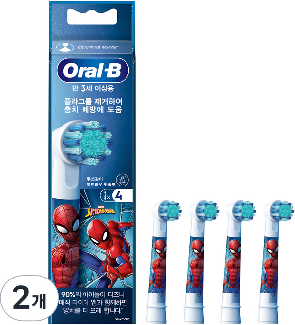 오랄비 정품 바이탈리티 키즈 스파이더맨 리필모 4p, EB10S-4(스파이더맨), 2개