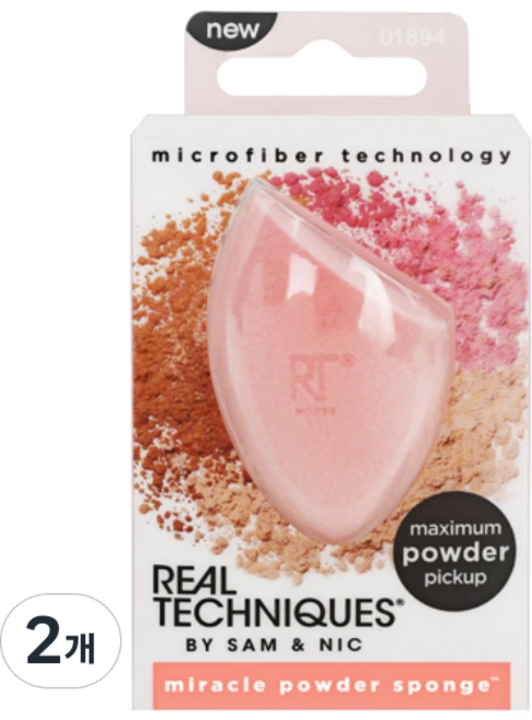리얼테크닉스 미라클 파우더 스펀지, 2개 - 쿠팡