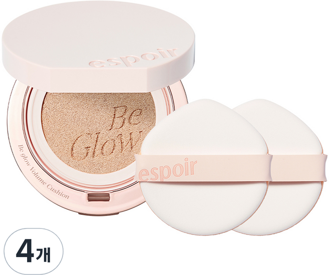espoir 艾絲珀 Vegan Beauty BeGlow Volume氣墊13g+粉撲2入組, 20號香草, 4個
