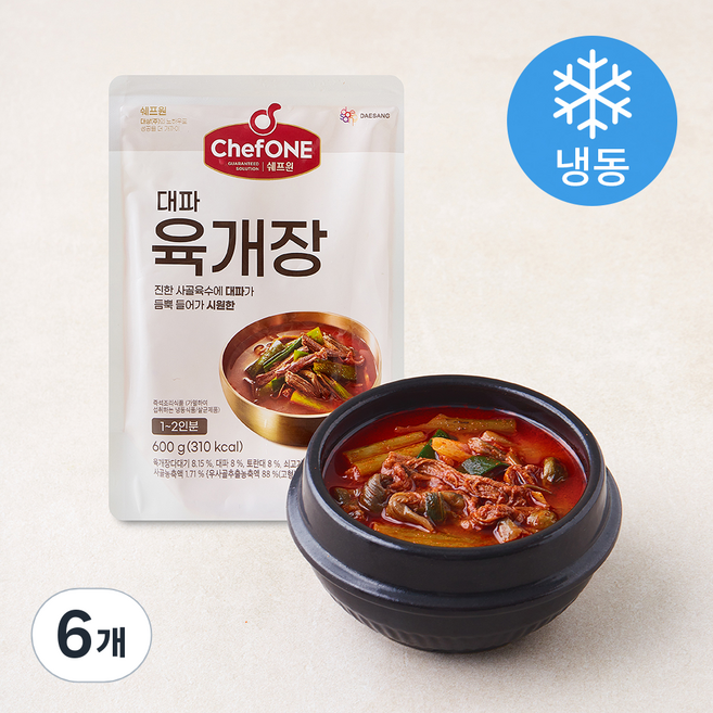 쉐프원 대파육개장 1~2인분 (냉동), 600g, 6개