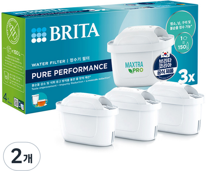 브리타 정수기 필터 막스트라 프로 퓨어 퍼포먼스 3입, 2개