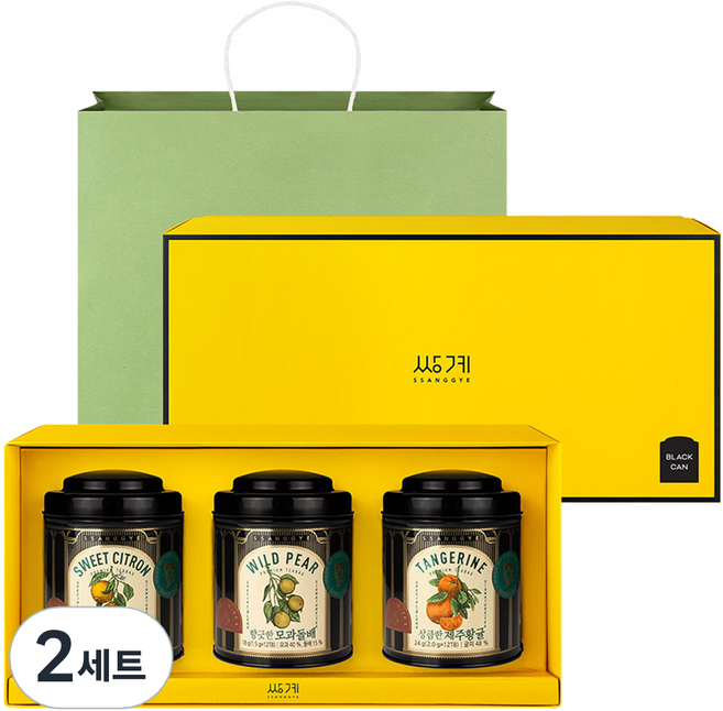 쌍계명차 티마스터캔 과일블렌딩 3종 선물세트, 제주황귤 12p +모과돌배 12p + 수국유자차 12p, 2세트