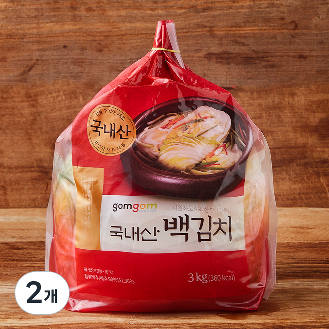 곰곰 국내산 백김치, 3kg, 2개