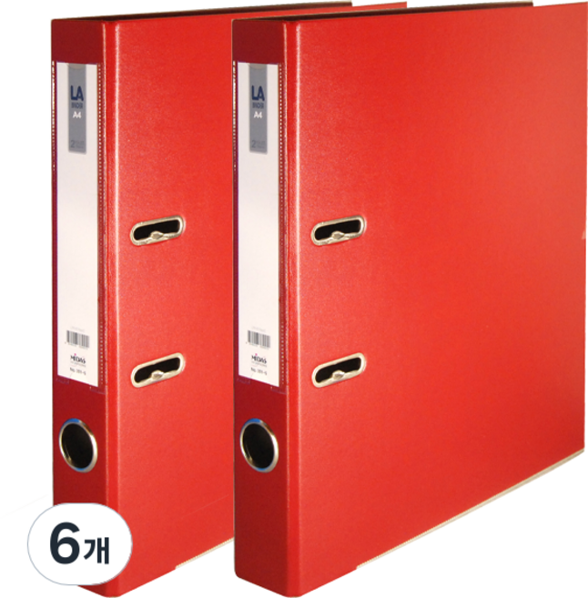 마이다스 LA 레버아치바인더 민 5cm, 레드, 6개
