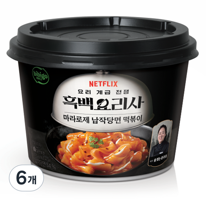 비비고 흑백요리사 술 빚는 윤주모셰프 마라로제 납작당면 떡볶이, 175g, 6개