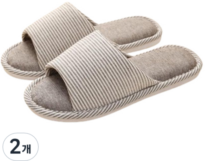 아리코 스트라이프 거실화, 브라운, 2개