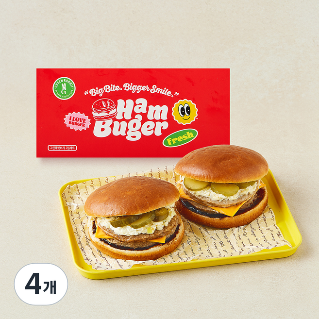 그린래빗 빅더블 불고기치즈버거 2입, 444g, 4개