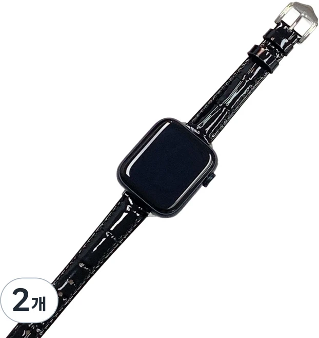 우먼스9999 가죽 글로시 스트랩, 블랙, 2개 - 쿠팡