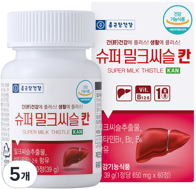 종근당건강 슈퍼 밀크씨슬 칸, 60정, 5개