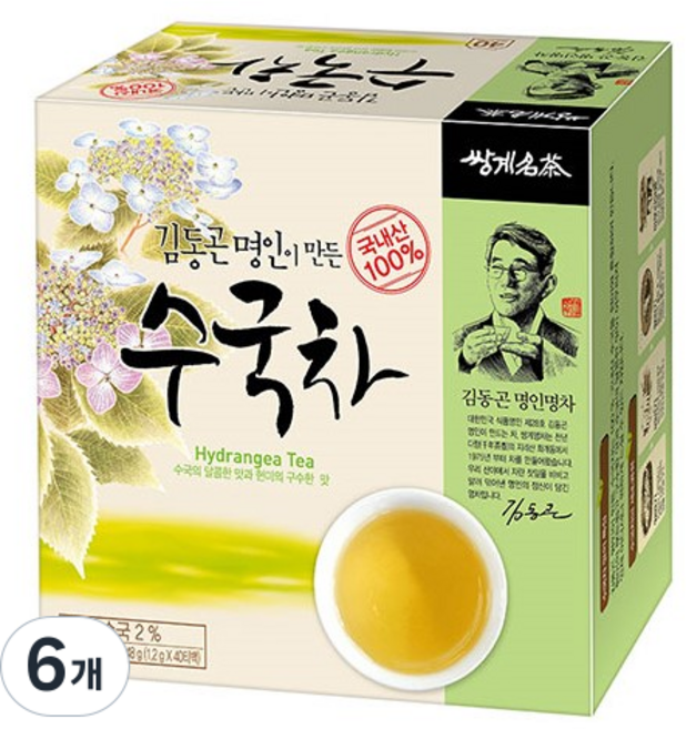 SSANGGYE 金東坤名人製作的繡球花茶, 40入, 6個, 1.2g