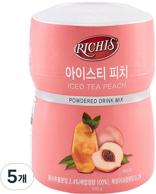 리치스 아이스티 피치, 550g, 1개입, 5개