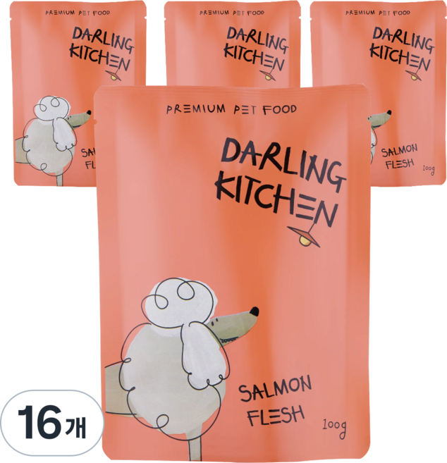 달링키친 전연령 강아지 자연화식 사료, 연어, 16개, 100g