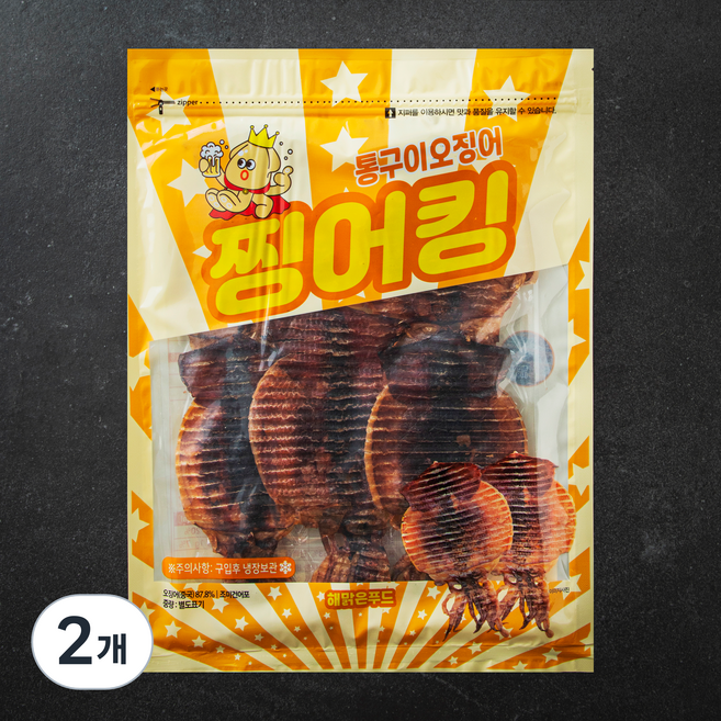 해맑은푸드 찡어킹 통구이오징어, 2개, 150g(소, 5미)