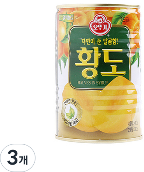 오뚜기 황도 통조림 반절, 400g, 3개