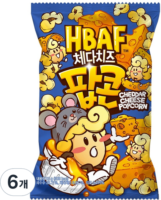 바프 체다치즈 팝콘, 80g, 6개