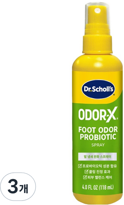 Dr. Scholl's 爽健 ODOR-X 益生菌足部噴霧, 118ml, 1入, 3個