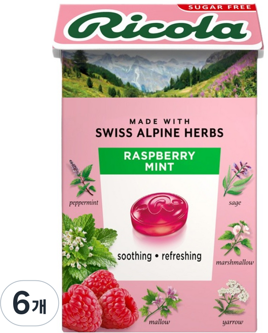 Ricola 利口樂 瑞士覆盆子薄荷草本糖, 40g, 6個