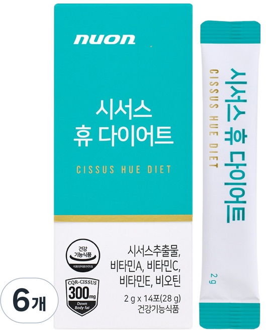 NUON 시서스 휴 다이어트 보조제 14p, 28g, 6개