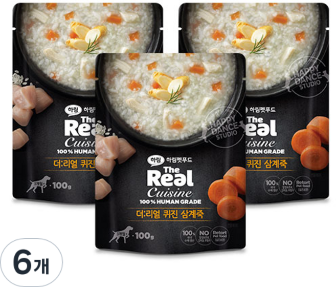 하림펫푸드 강아지 더리얼 퀴진 습식사료, 닭, 100g, 6개