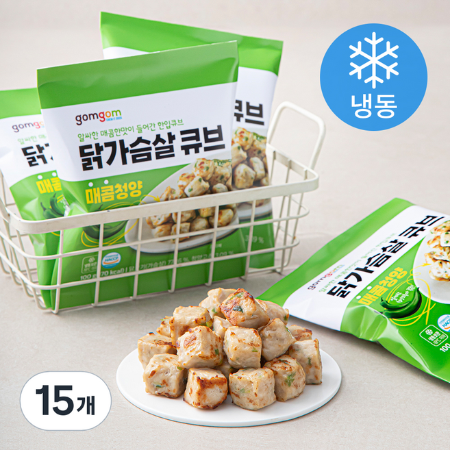 곰곰 닭가슴살 큐브 매콤청양 (냉동), 100g, 1개입, 15개