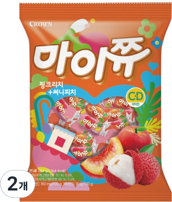 CROWN 皇冠 Mychew 濃鬱水蜜桃扭扭糖, 100g, 2個