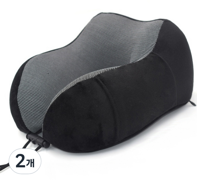 킨톤 컴포트 기내용 메모리폼 목베개, 블랙, 2개