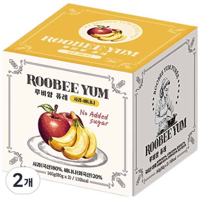루비얌 퓨레 2p, 혼합맛(사과/바나나), 160g, 2개