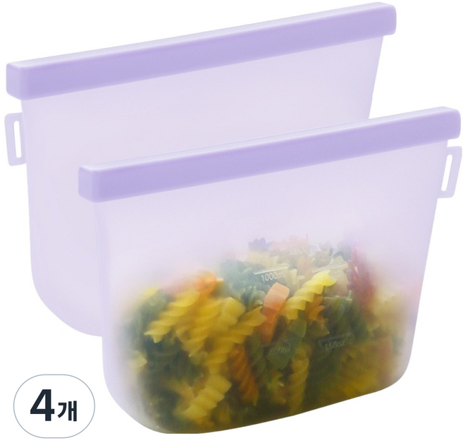 네이쳐리빙 릴리브 더블락 실리콘 지퍼백 퍼플, 1000ml, 1개입, 4개