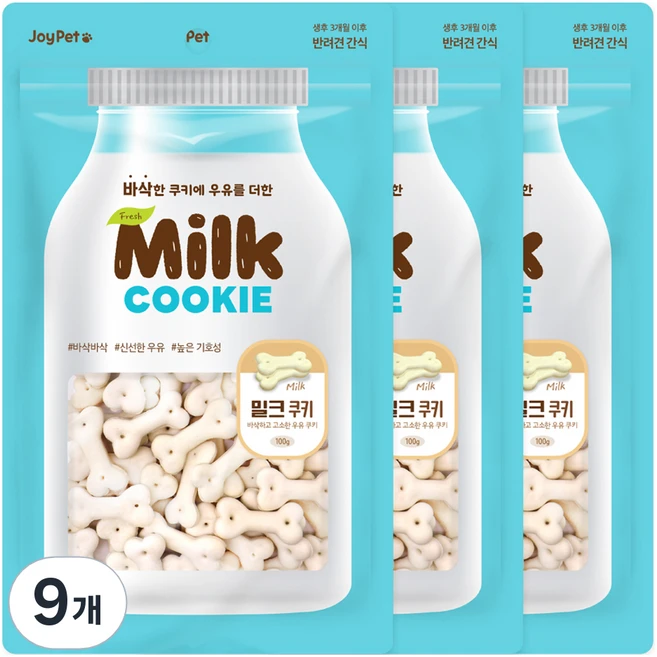 조이펫 강아지 쿠키, 밀크, 100g, 9개 - 쿠팡