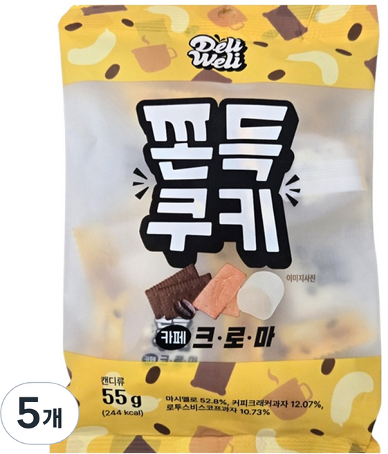 델리웰리 쫀득쿠키 카페 크로마, 55g, 5개