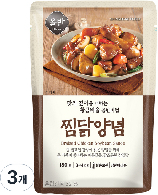 올반 찜닭양념, 3개, 180g