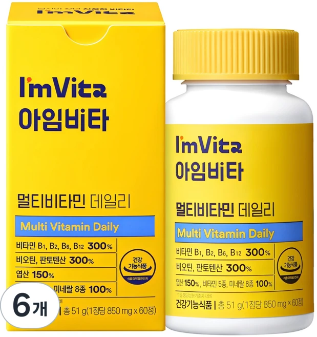 아임비타 멀티비타민 데일리, 60정, 6개 - 쿠팡