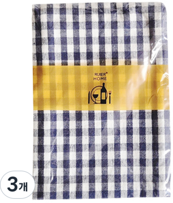 RUIER HOME 可愛Cuteme格紋棉質布藝餐墊 MP515, 3個, 40 x 60 cm, 海軍藍