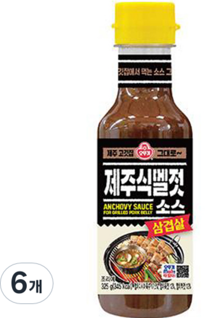 오뚜기 삼겹살 제주식 멜젓소스, 325g, 6개