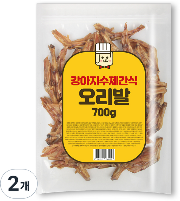 천군맘마 강아지 수제 건조간식 700g, 오리발, 2개