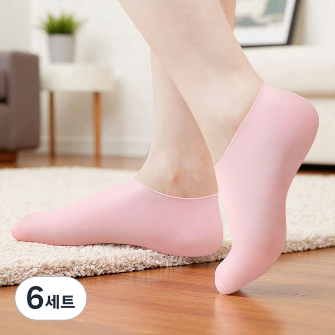 일상나눔 실리콘 보습 양말 양발착용 세트 핑크 FREE, 6세트