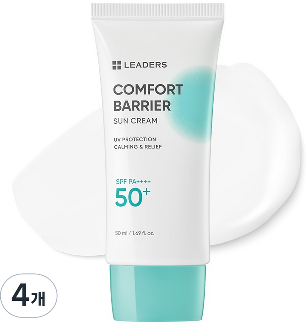 리더스 컴포트 베리어 무기자차 선크림 SPF50+ PA++++, 4개, 50ml