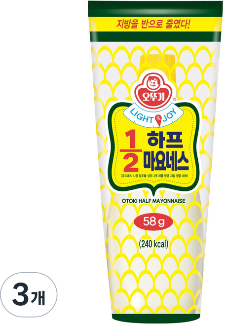 오뚜기 LIGHT & JOY 1/2 하프 마요네스, 58g, 3개
