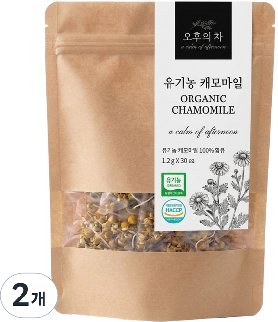 오후의 차 유기농 캐모마일 티, 1.2g, 2개, 30개입