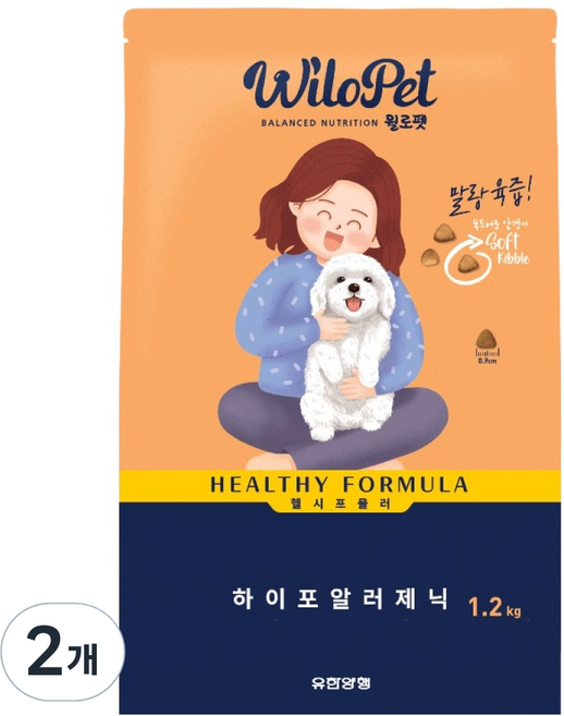 윌로펫 전연령용 강아지 헬시포뮬러 기능성 소프트사료 하이포알러제닉, 연어, 1.2kg, 2개