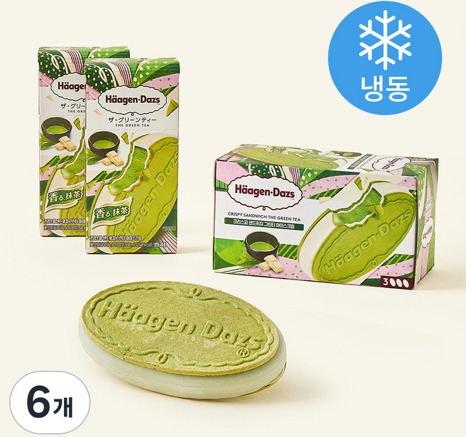 하겐다즈 크리스피 샌드위치 그린티 아이스크림 (냉동), 6개, 1개입, 60ml