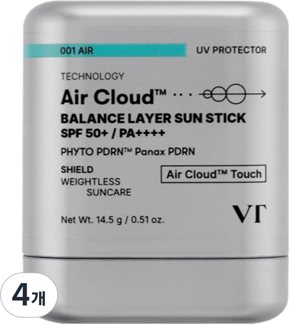 브이티코스메틱 에어 클라우드 밸런스 레이어 선스틱 SPF50+ PA++++, 14.5g, 4개