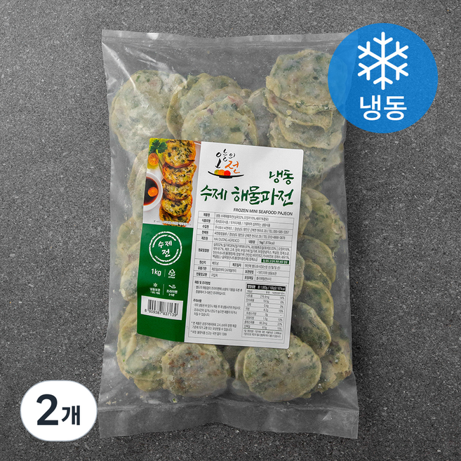 오늘의전 수제 한입 해물파전 (냉동), 1kg, 2개