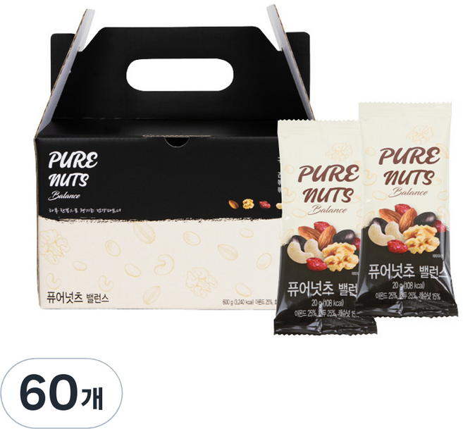 에코밀 퓨어넛츠 밸런스 견과세트, 60개, 20g