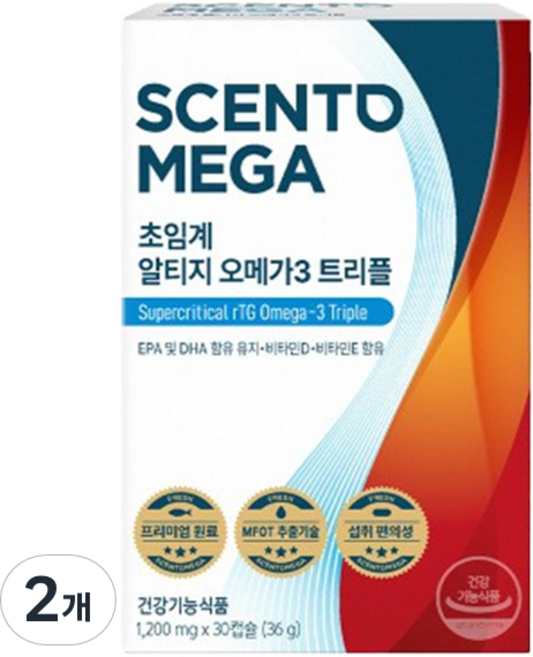 센토메가 초임계 알티지오메가3 트리플 30p, 30정, 2개